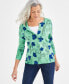 Фото #1 товара Women's Printed Button-Up Cardigan Sweater, Created for Macy's