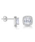 Sterling Silver Cubic Zirconia Vintage Cushion Cluster Halo Stud Earrings