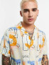 Фото #4 товара ASOS DESIGN relaxed revere shirt in vintage inspired abstract print