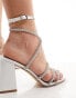 Фото #4 товара Be Mine Wide Fit Bridal Natasha embellished strap block heel sandals in ivory