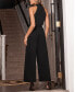 ფოტო #2 პროდუქტის Women's Black Crossover Halterneck Jumpsuit