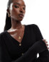 In The Style ribbed knit button through fitted cardigan in black