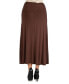 Women Elastic Waist Solid Color Maxi Skirt