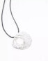 ASOS DESIGN necklace with round pendant and cording in silver tone