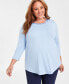 Plus Size Satin-Trim Top, Created for Macy's