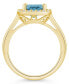ფოტო #3 პროდუქტის Aquamarine (2 ct. t.w.) and Diamond (1/4 ct. t.w.) Halo Ring in 14K Yellow Gold