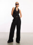 Фото #1 товара COLLUSION tailored wide leg trousers co-ord with elasticated waistband in black