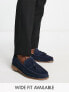 ASOS DESIGN tassel loafers in navy suede with natural sole