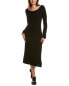 Фото #1 товара Qi Cashmere Boat Neck Cashmere Midi Dress Women's Black Xs