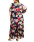 Фото #2 товара Plus Size V-Neck Chiffon Elbow-Sleeve Maxi Dress