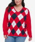 Фото #1 товара Plus Size Ivy Cotton Argyle Sweater