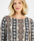 Women's Printed 3/4-Sleeve Swing Top, Created for Macy's