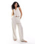 Фото #1 товара Mango Selection linen mix pinstripe straight leg co-ord trousers in white