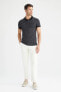 Slim Fit Polo Yaka Basic Pamuklu Penye Tişört