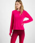 Women's Ruched-Back Thumb-Hole Long-Sleeve Top, Created for Macy's