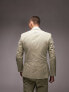 Topman slim double breasted suit jacket in light khaki