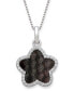 Фото #1 товара Macy's black Mother of Pearl 13mm and Cubic Zirconia Star Shaped Pendant with 18" Chain in Sterling Silver