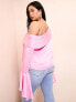 Фото #5 товара ASOS LUXE Curve off shoulder satin draped top with exaggerated sleeve in pink