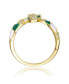 RA 14k Yellow Gold Plated with Emerald & Cubic Zirconia Coiled Snake Serpent Open Bypass Cuff Ring