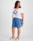 ფოტო #1 პროდუქტის Trendy Plus Size Chambray Easy Pull-On Shorts, Created for Macy's
