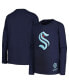 ფოტო #1 პროდუქტის Big Boys Navy Seattle Kraken Throwback Logo Long Sleeve T-shirt