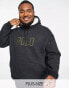 Фото #1 товара Polo Ralph Lauren Big & Tall large logo borg hoodie in black marl