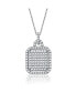 Фото #1 товара Sterling Silver White Gold Plated Cubic Zirconia Square shaped Necklace