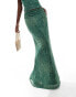 Фото #2 товара ASOS DESIGNA co-ord mesh fishtail skirt with side split in green snake print