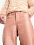 ASOS DESIGN straight leather look trousers in pink