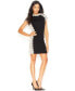 Фото #1 товара Kensie Women's Short Sleeve Scoop Neck Lace Overlay Pencil Dress Black White M