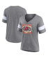 Фото #1 товара Women's Heather Gray Kansas City Chiefs Super Bowl LVIII Champions Own the Moment Tri-Blend V-Neck T-shirt