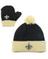 ფოტო #1 პროდუქტის Infant Unisex '47 Black, Gold New Orleans Saints Bam Bam Cuffed Knit Hat with Pom and Mittens Set