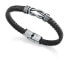 Men´s leather bracelet with steel ornament Beat 1304P01010