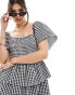 Nobody's Child Rosalia tiered gingham midaxi dress in black and white