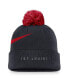 Men's Navy St. Louis Cardinals Swoosh Peak Cuffed Knit Hat with Pom