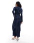 Фото #2 товара ASOS DESIGN high neck crinkle maxi dress in navy