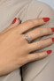 Beautiful silver open ring with zircons RI072W
