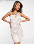 Фото #1 товара Topshop asymmetric cowl mini slip dress in champagne