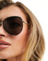 ASOS DESIGN metal aviator sunglasses in gold