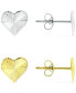 2-Pc. Set Textured Heart Stud Earrings in Sterling Silver & 18k Gold-Plate, Created for Macy's
