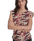 Фото #3 товара Women's Printed Pleated Cap Sleeve Blouse