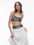 Фото #7 товара Topshop square neck cami bikini top in mono animal print