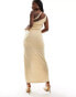 Фото #2 товара ASOS DESIGN one shoulder asymmetric plisse midi dress with twist detail in sand