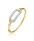 ფოტო #1 პროდუქტის Sterling Silver 14k Yellow Gold Plated with Cubic Zirconia French Pave Geometric Link Bangle Bracelet