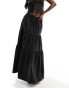 Kaiia tiered maxi skirt co-ord in black