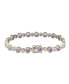 ფოტო #2 პროდუქტის Pink Sapphire & Lab-Grown White Sapphire Round Halo Cluster Tennis Bracelet in Sterling Silver