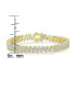 ფოტო #2 პროდუქტის Sterling Silver with Cubic Zirconia Icicle Cluster Double Row Tennis Bracelet