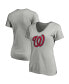 Фото #1 товара Women's Heathered Gray Washington Nationals Core Official Logo V-Neck T-shirt