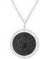 ფოტო #1 პროდუქტის Black Spinel Circle Cluster 18" Pendant Necklace in Sterling Silver