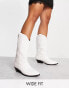 ASOS DESIGN Wide Fit Andi flat western knee boots in white